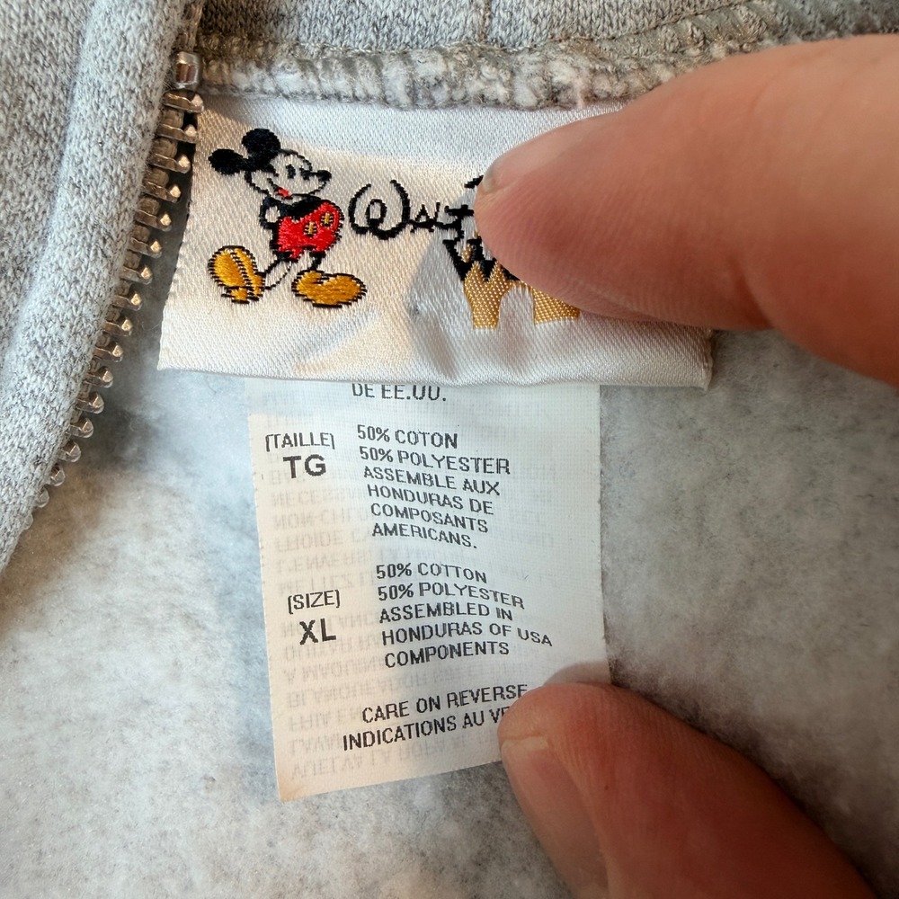 Disney World 2006 Zip Up Hoodie XL Gray Mickey Stitch Goofy Vintage Graphic - Picture 5 of 16